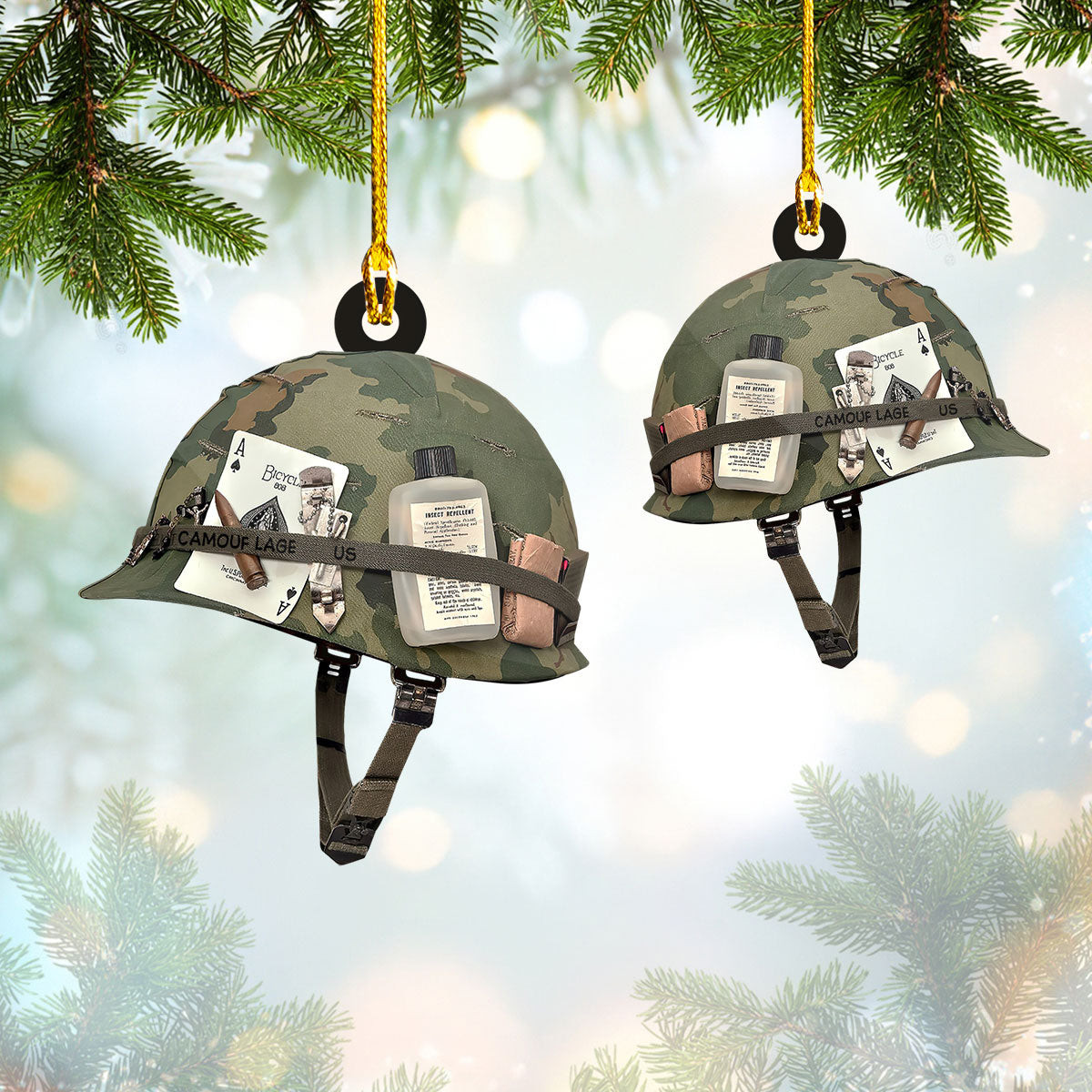Personalized Army Helmet Custom Shaped Christmas Ornament Helmet Ornament Army Ornament
