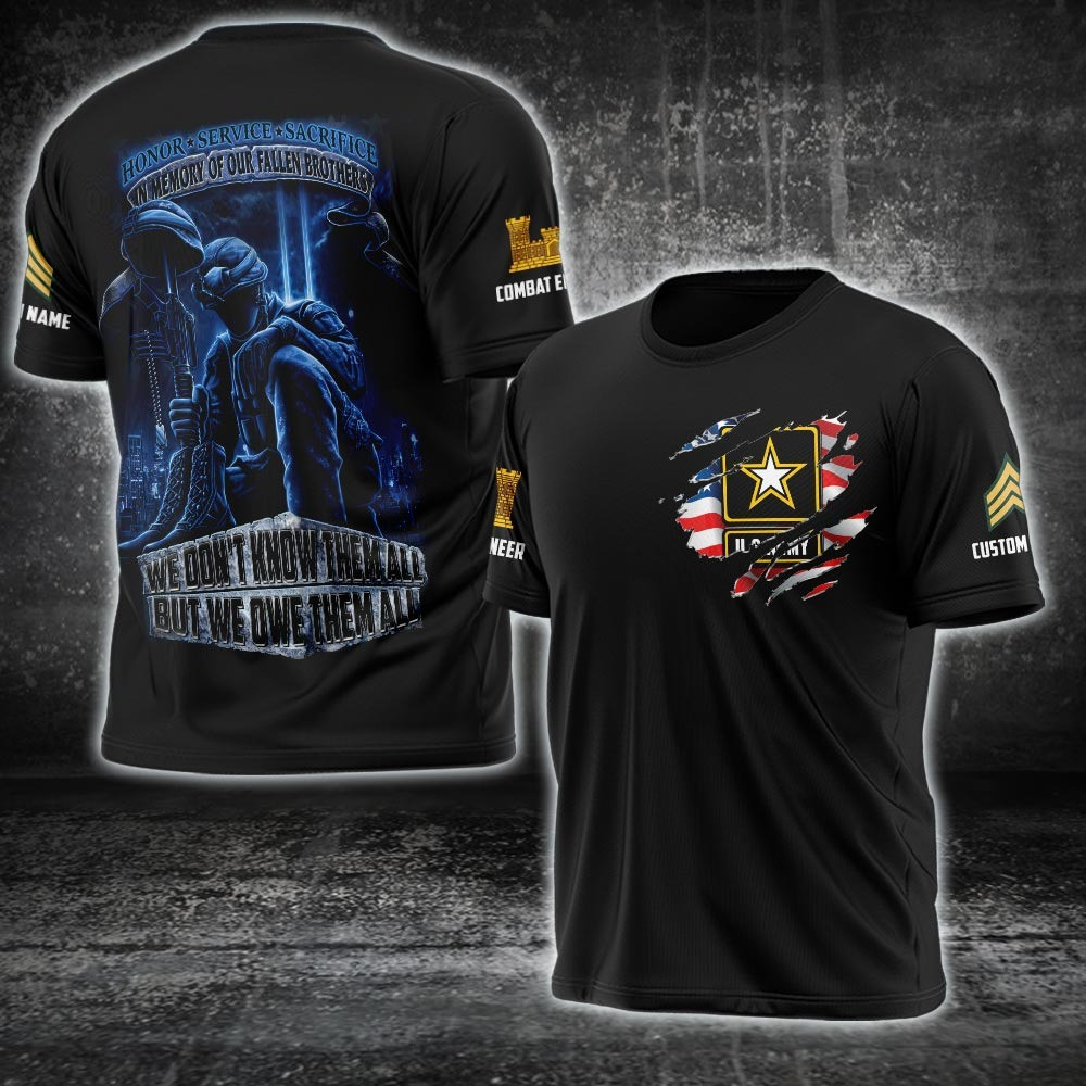 Personalized Army Veteran Shirt Combat Engineer Honor Our Fallen Heroes Army Veteran Gifts