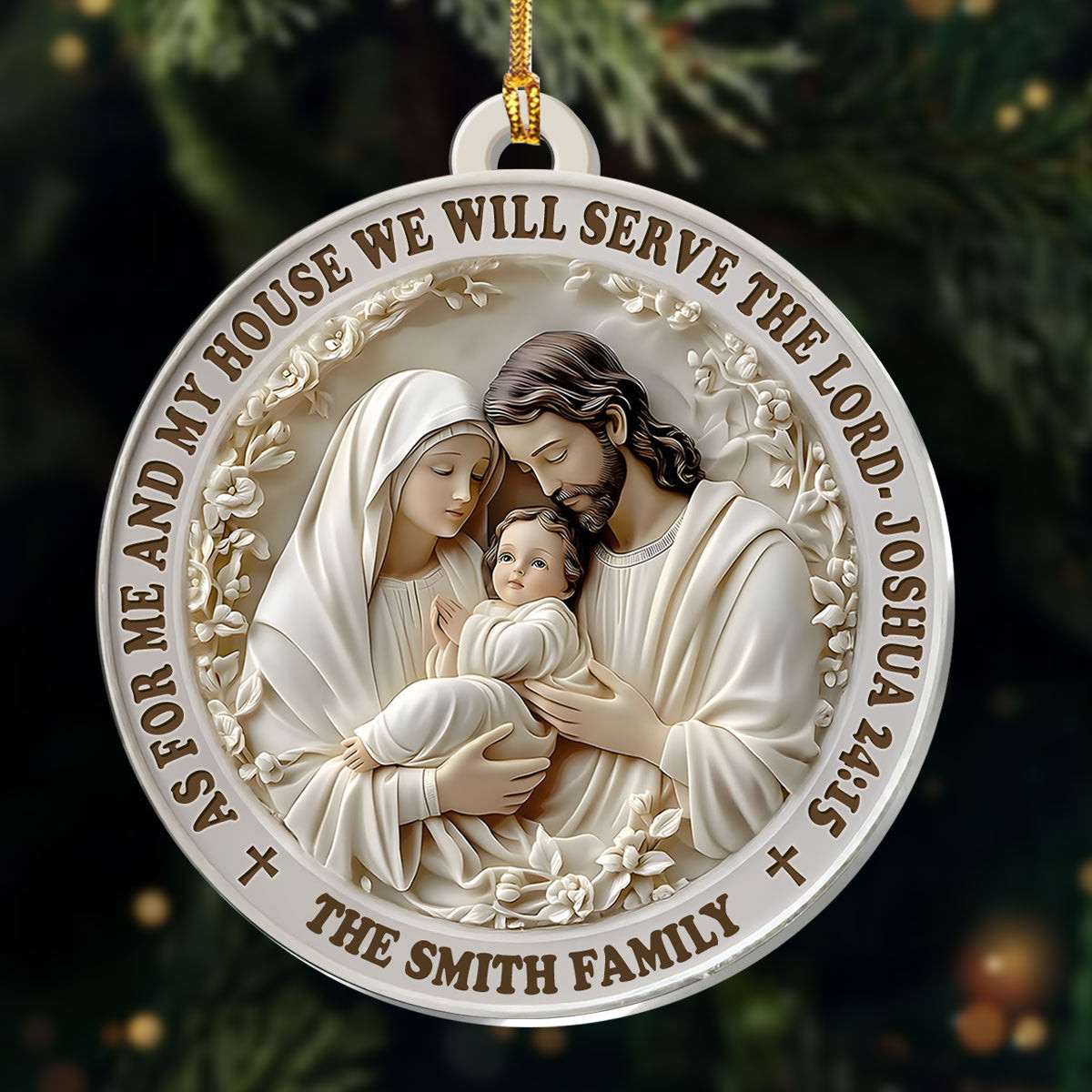 Personalized As For Me And My House We Will Serve The Lord Christmas Ornament Christian Gifts
