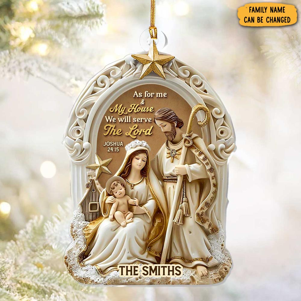 Personalized As For Me And My House We Will Serve The Lord Christmas Ornament Christian Gifts