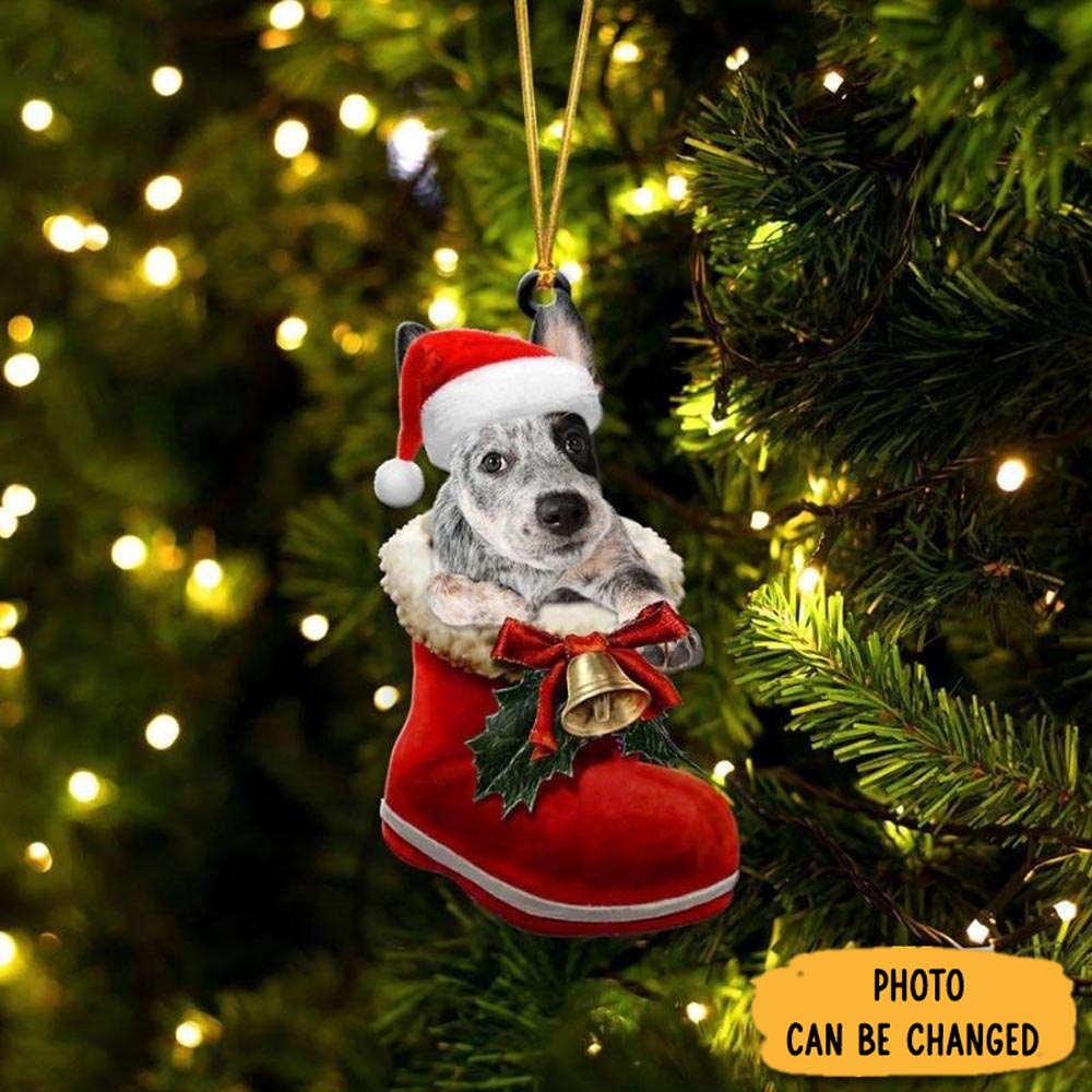 Personalized Australian Cattle Dog In Santa Boot Christmas Hanging Ornament Classic Christmas Ornament Gift