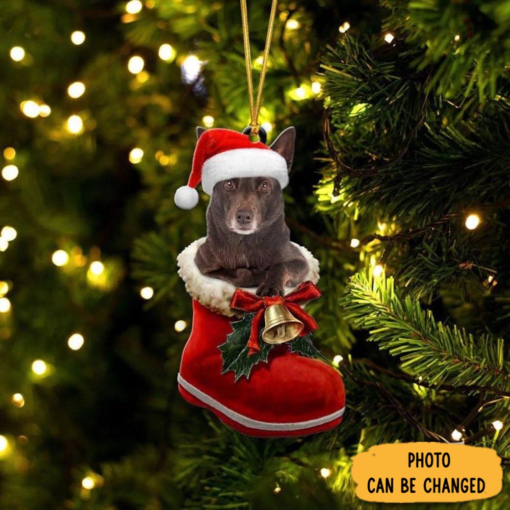 Personalized Australian Kelpie In Santa Boot Christmas Hanging Ornament Charming Christmas Ornament Gift Idea