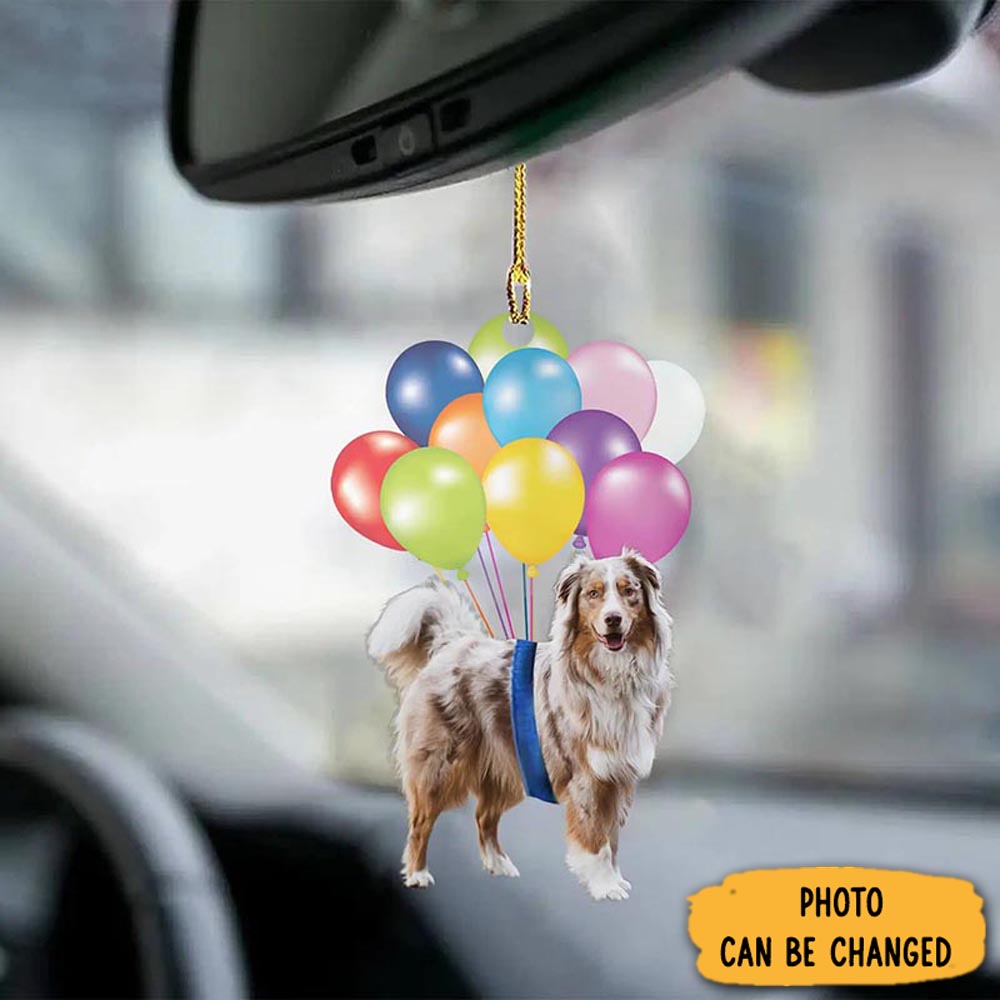 Personalized Australian Shepherd Dog Fly With Bubbles Car Hanging Ornament Beautiful Holiday Ornament Keepsake