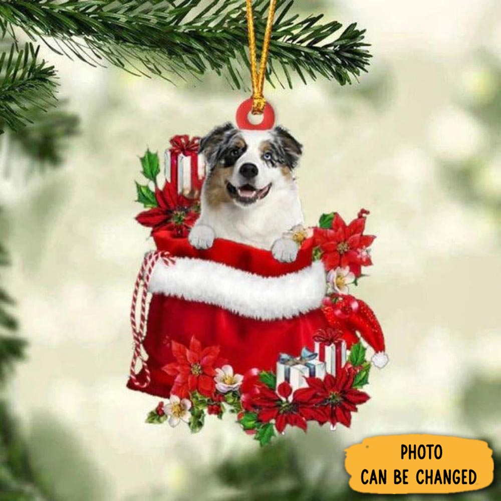 Personalized Australian Shepherd In Gift Bag Christmas Ornament Unique Ornament Gift For Friends