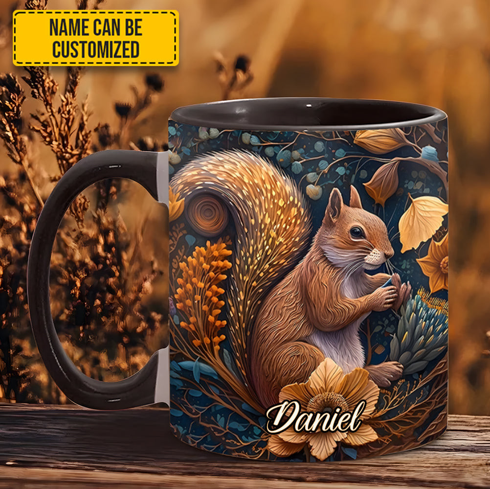 Personalized Autumn Squirrel Mug Wildlife Coffee Mugs Fall Design Best Squirrel Lover Gifts