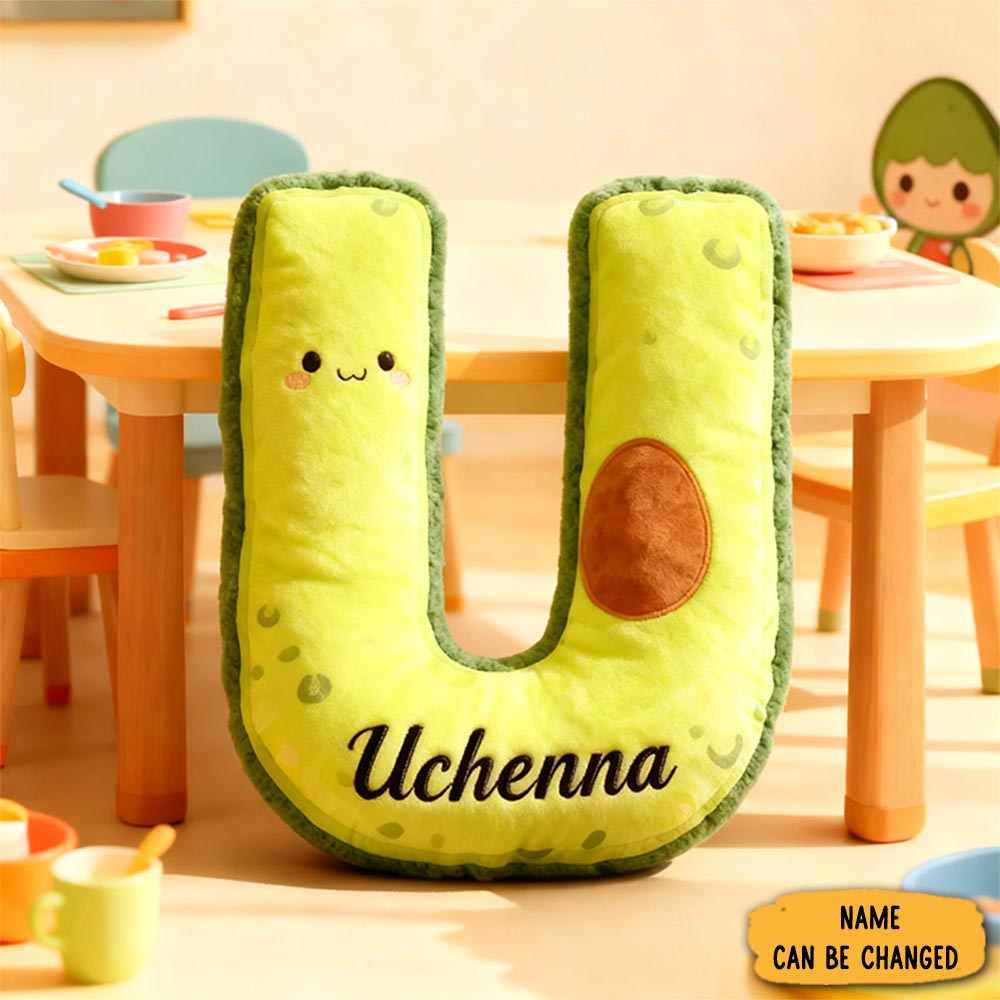 Personalized Avocado Bread Alphabet Throw Pillow Graphic 3d Print Avocado Letter Pillow With Name For Kids Boys Girls Family Baker Christmas Gift