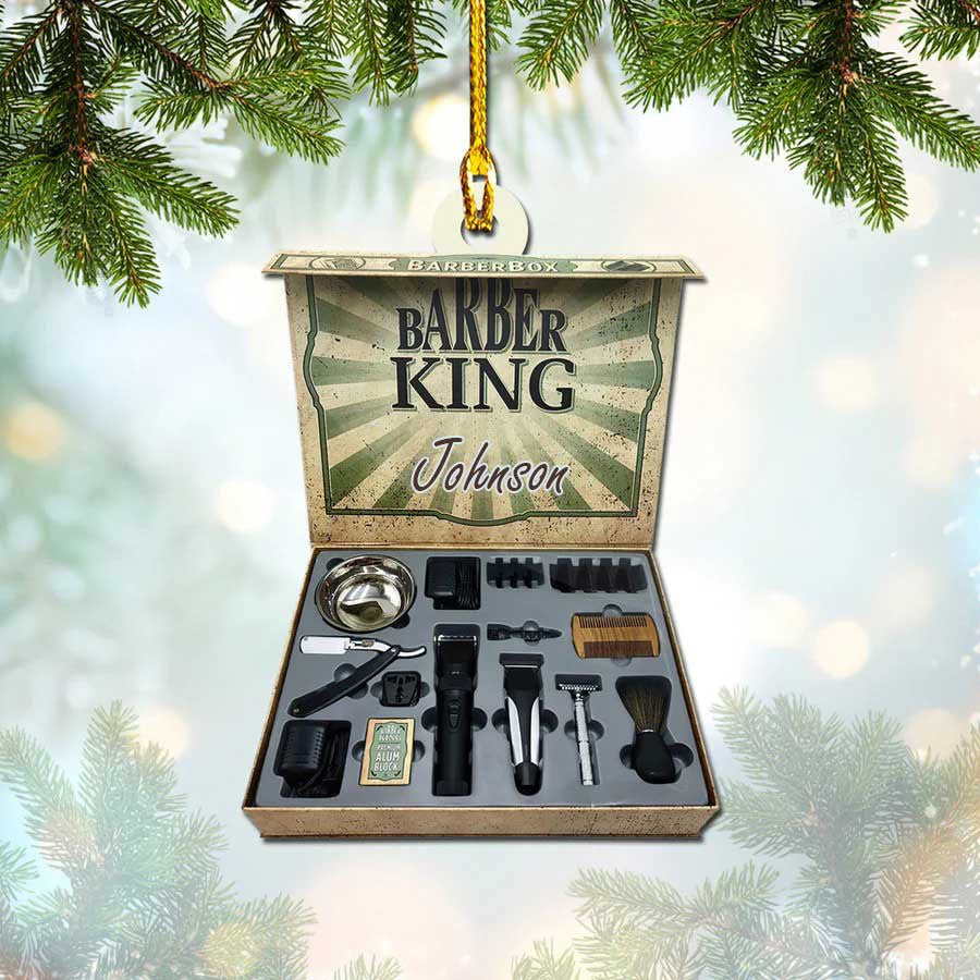 Personalized Baber Box Christmas Ornament for Baber Gift for Him Barber Shop Owner