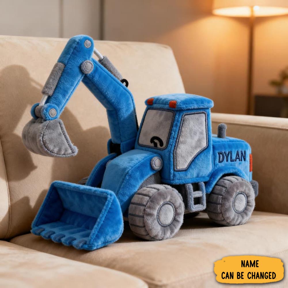 Personalized Backhoe Loader Pillow Sofa Accent Indoor Decor Gifts For Father