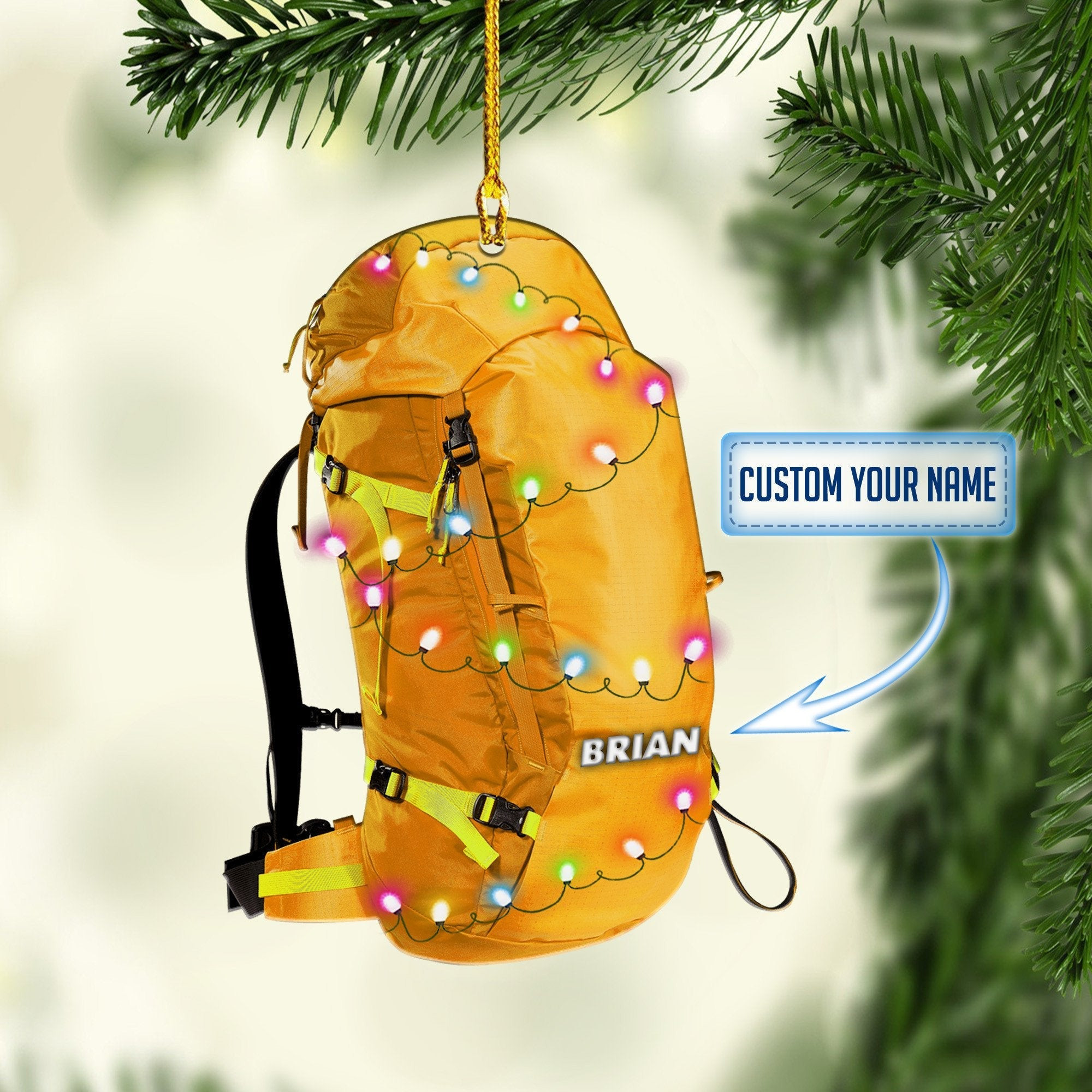 Personalized Backpacking hiking Multi Color Christmas Ornaments 2D Flat Ornament for Hiking Lover