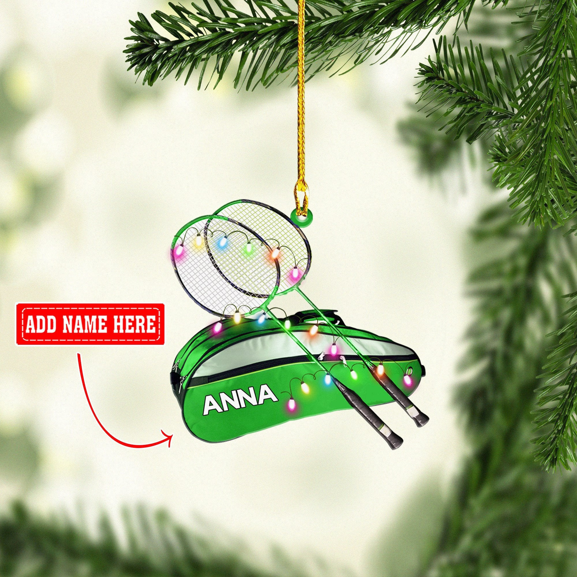 Personalized Badminton Bag Multi Color Christmas Acrylic Ornaments Gift for Badminton Lover