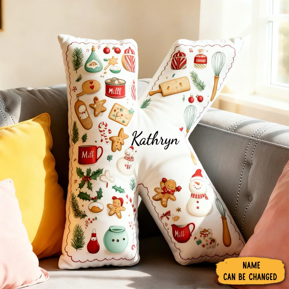 Personalized Baking Lover Alphabet Throw Pillow Graphic 3d Print Baking Tool Letter Pillow With Name For Kids Christmas Baker Birthday Gift