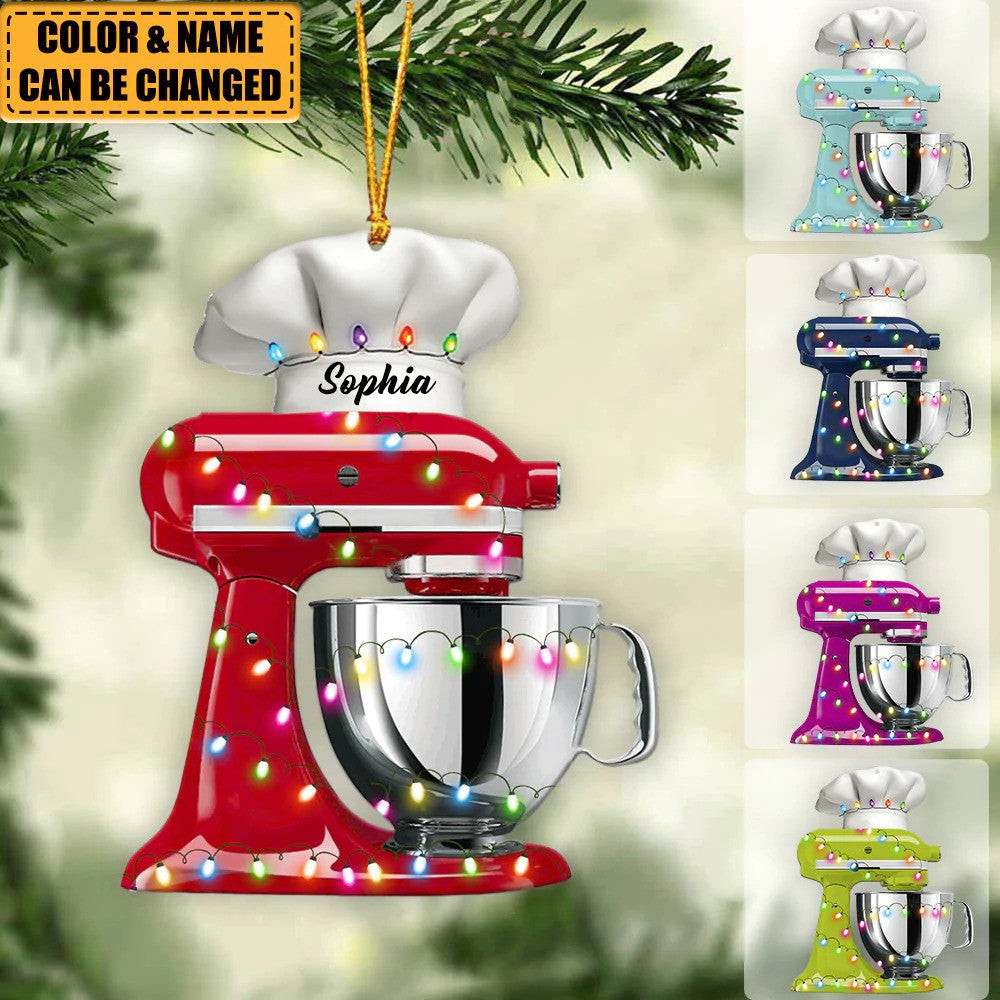 Personalized Baking Mixer Lights Christmas Ornament Flat Acrylic Baking Ornament for Her
