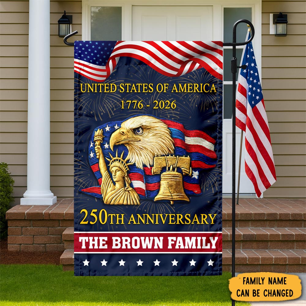 Personalized Bald Eagle United States Of America Flag Liberty Bell Art Flag Fourth Of July Gifts