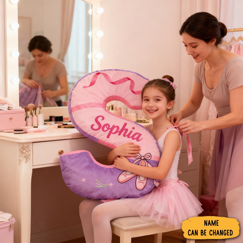Personalized Ballet Shoes Pillow With Your Own Name Soft Stuffed Toy For Kids Unique Decorative Cushion For Girls Room