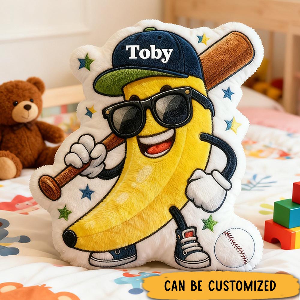 Personalized Banana Baseball Pillow with Custom Name A Fun and Unique Gift Idea