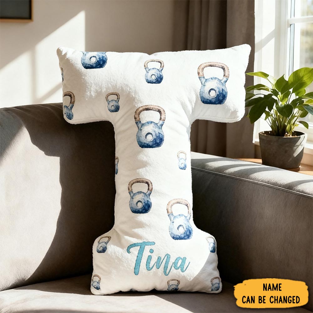 Personalized Barbell Blueberry Letter Pillow Graphic 3d Print Funny Letter Pillow Name Pillow Girly Health And Gym Fitness Illustrations