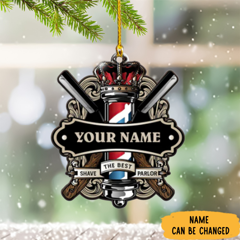 Personalized Barber Ornament Barber Shop Pole Christmas Ornament Shave The Best Parlor