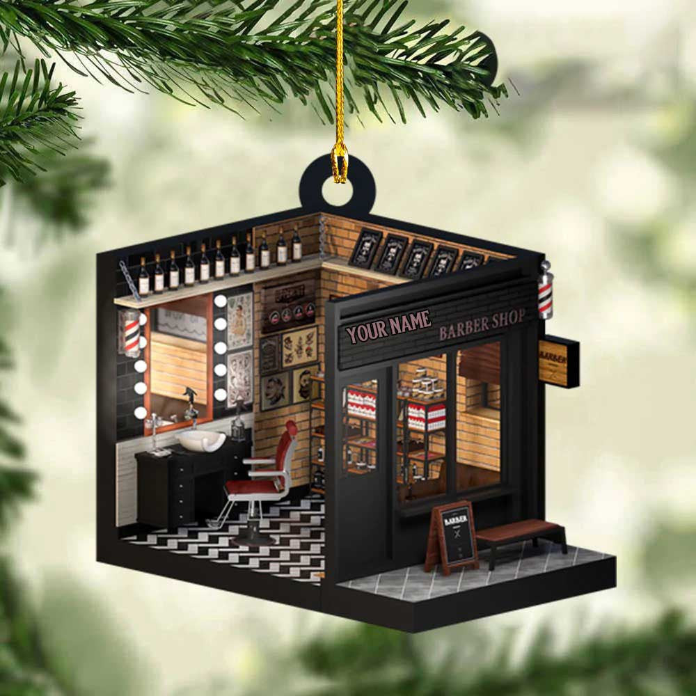 Personalized Barber Shop Christmas Ornament for Barber Gift for Him