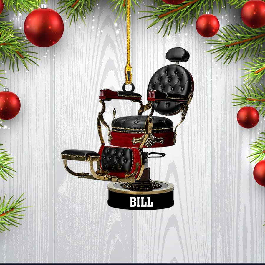 Personalized Barber's Chair Acrylic Ornament for Barber Custom Name Barber Ornament