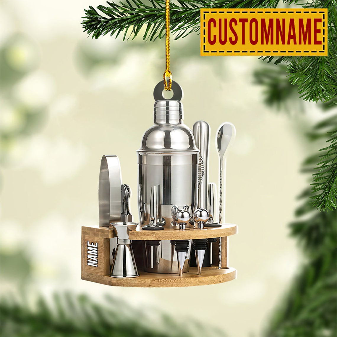 Personalized Bartender Ornament Bartender Christmas Ornament Bartender Car Ornament Bartender Ornament Gift Barmen Lovers Gift