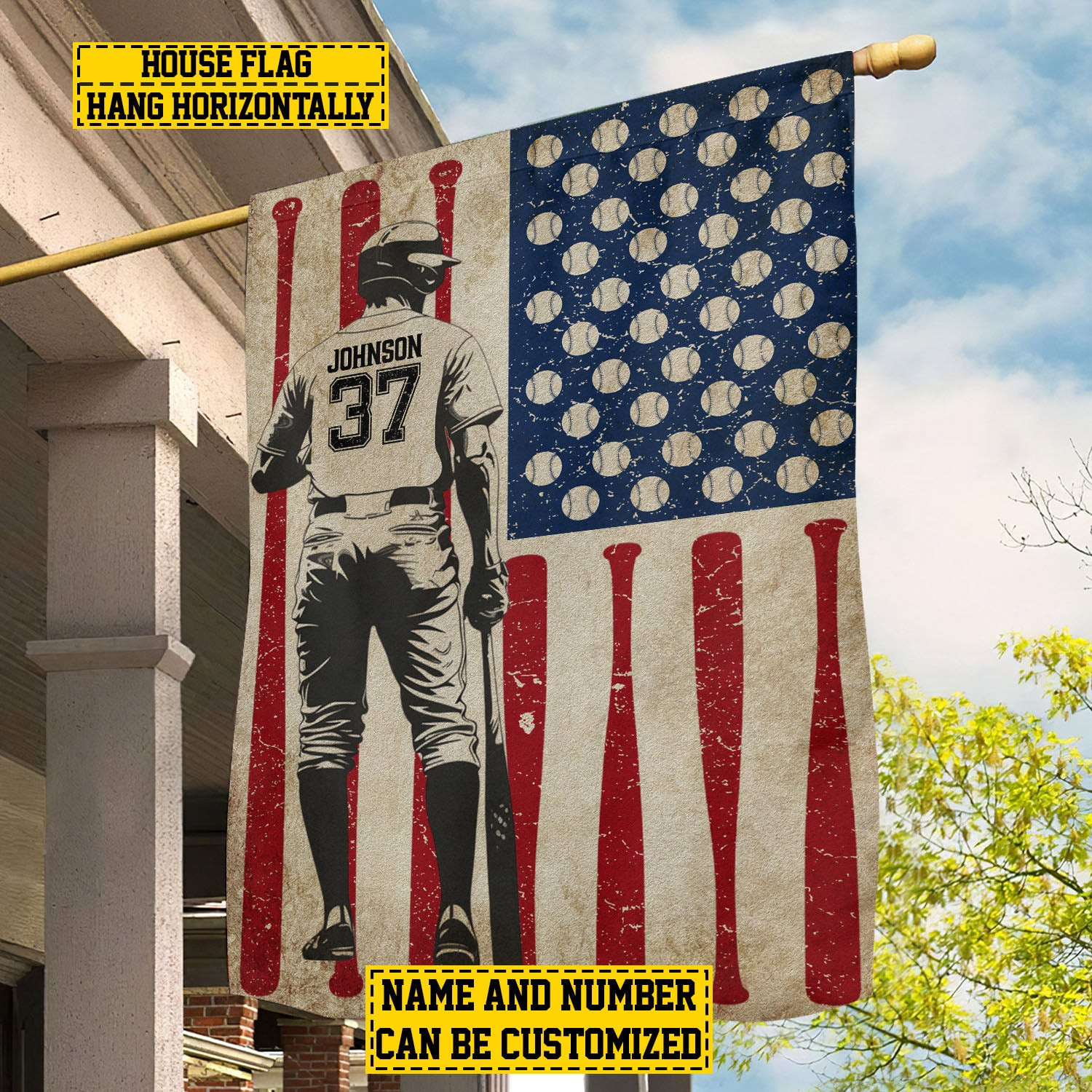 Personalized Baseball American Flag Independence Day Usa Yard Flag Gift For Baseball Lovers