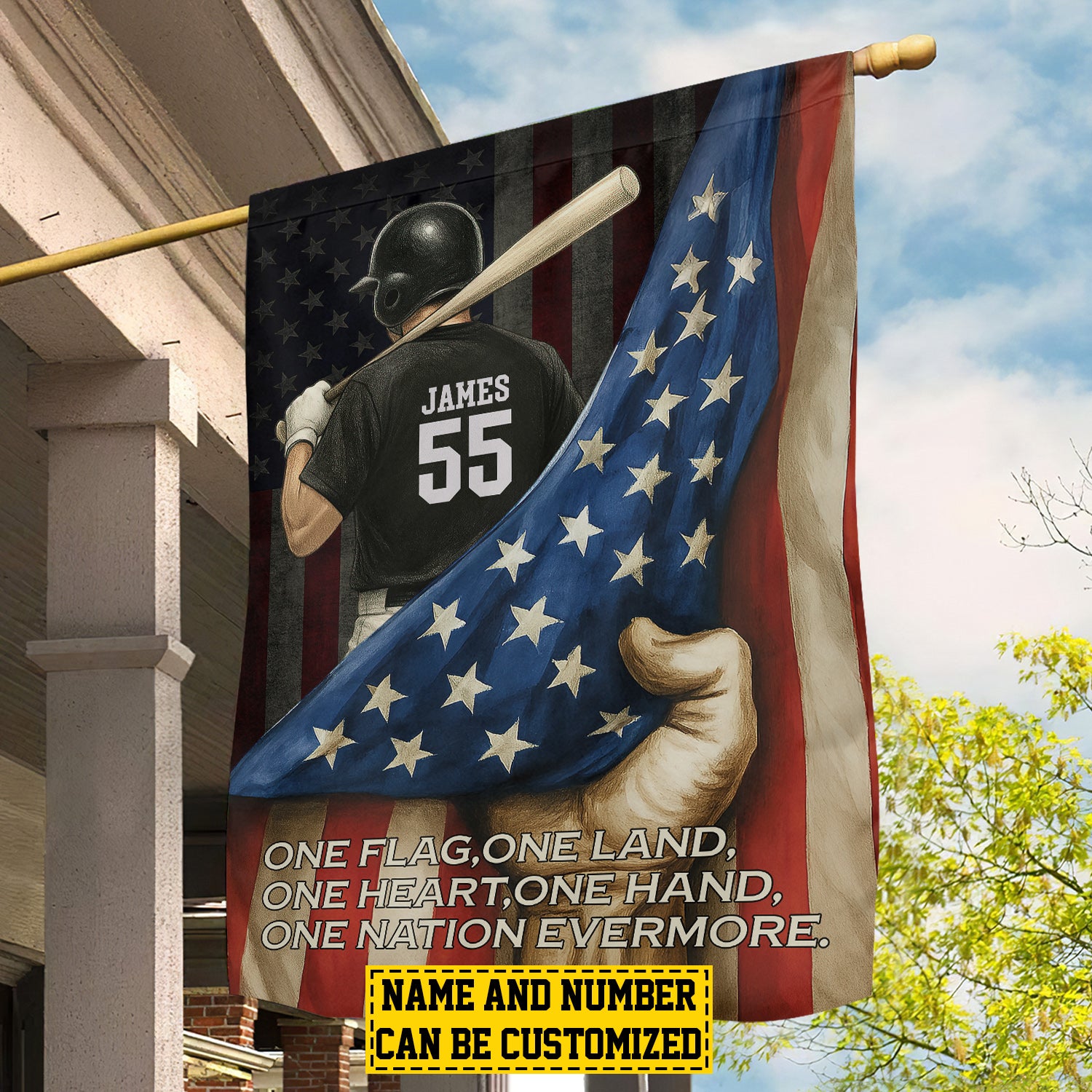 Personalized Baseball American Flag One Flag One Land One Heart One Hand Usa Yard Flag Gift Ideas