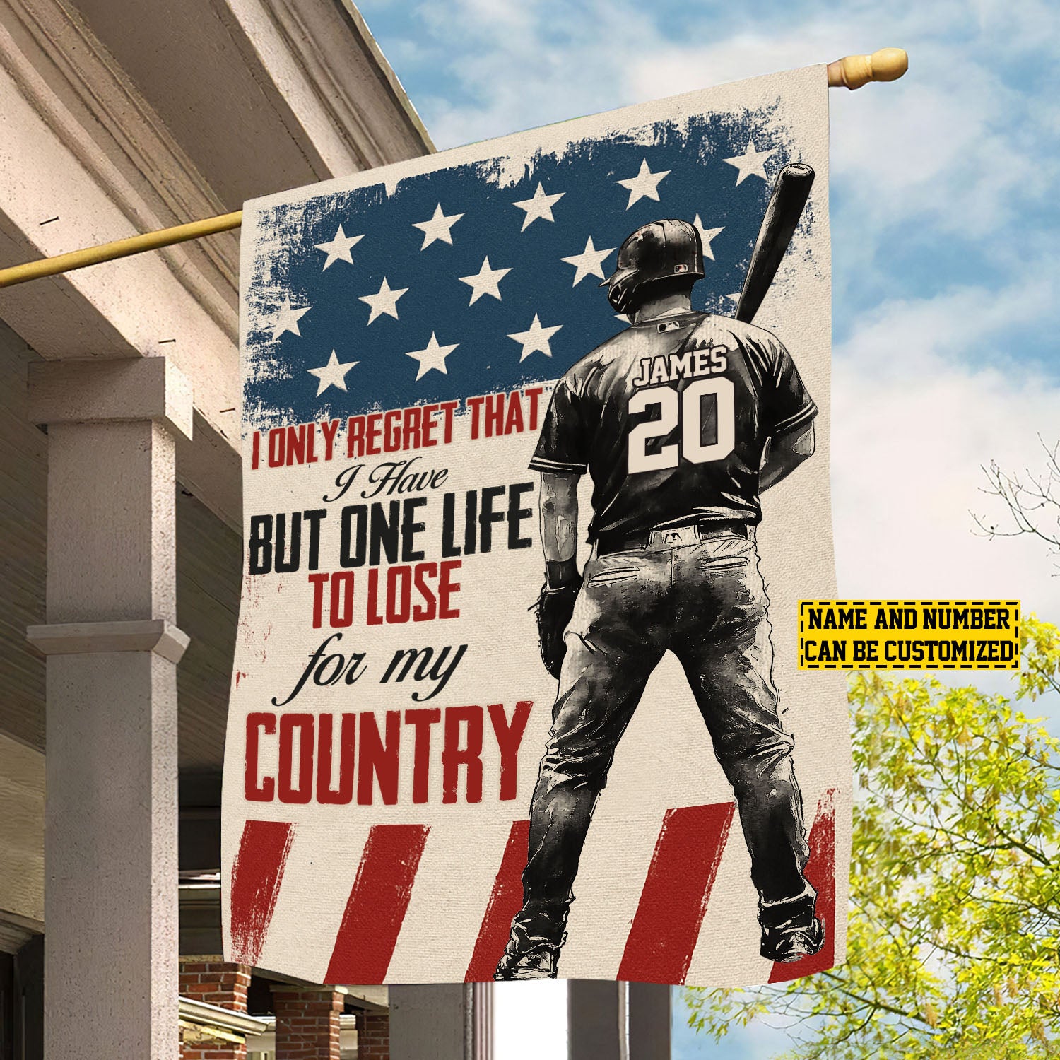 Personalized Baseball American Flag One Life To Lose For My Country Gift For Baseball Lovers