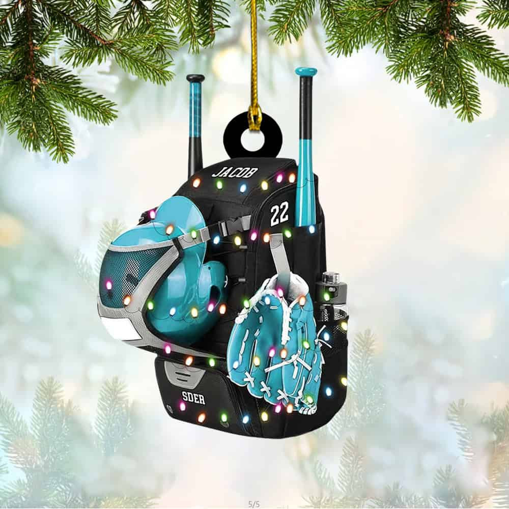 Personalized Baseball Bag With Helmet Gloves Christmas Ornament Gift For Baseball Lovers