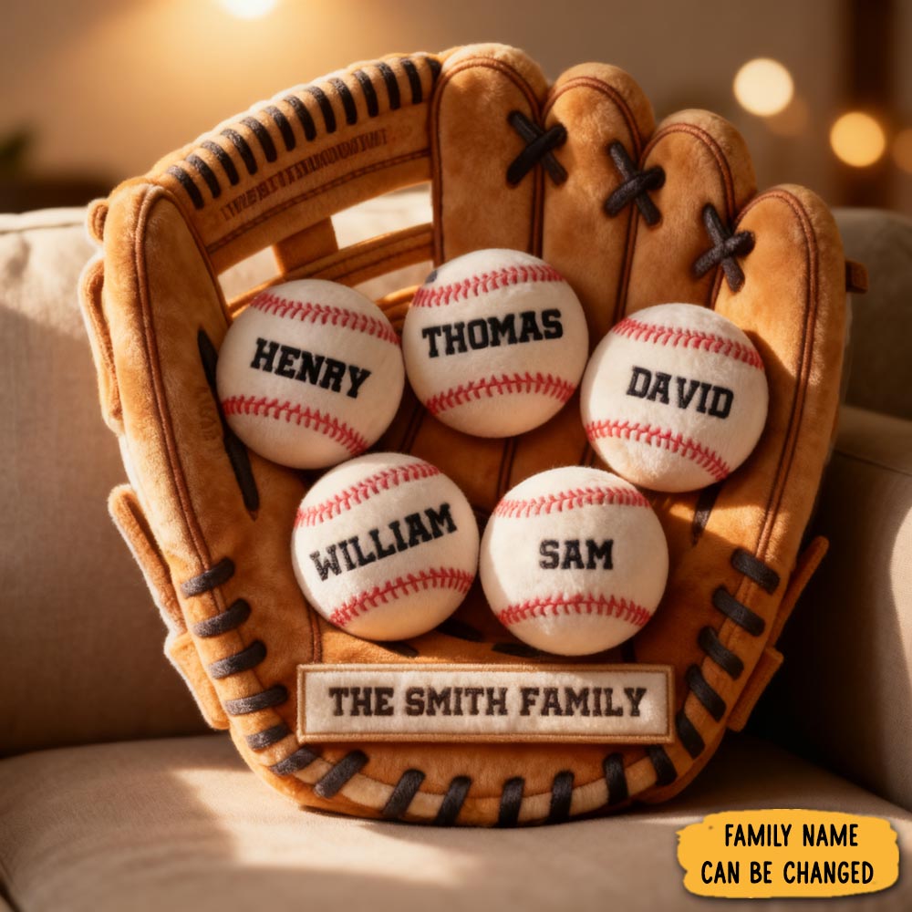 Personalized Baseball Glove Family Pillow Home Decor Gifts For Baseball Lovers