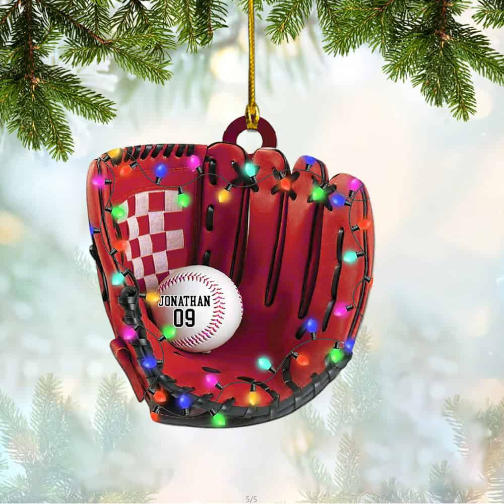 Personalized Baseball Gloves Christmas Ornament Gift For Baseball Lover