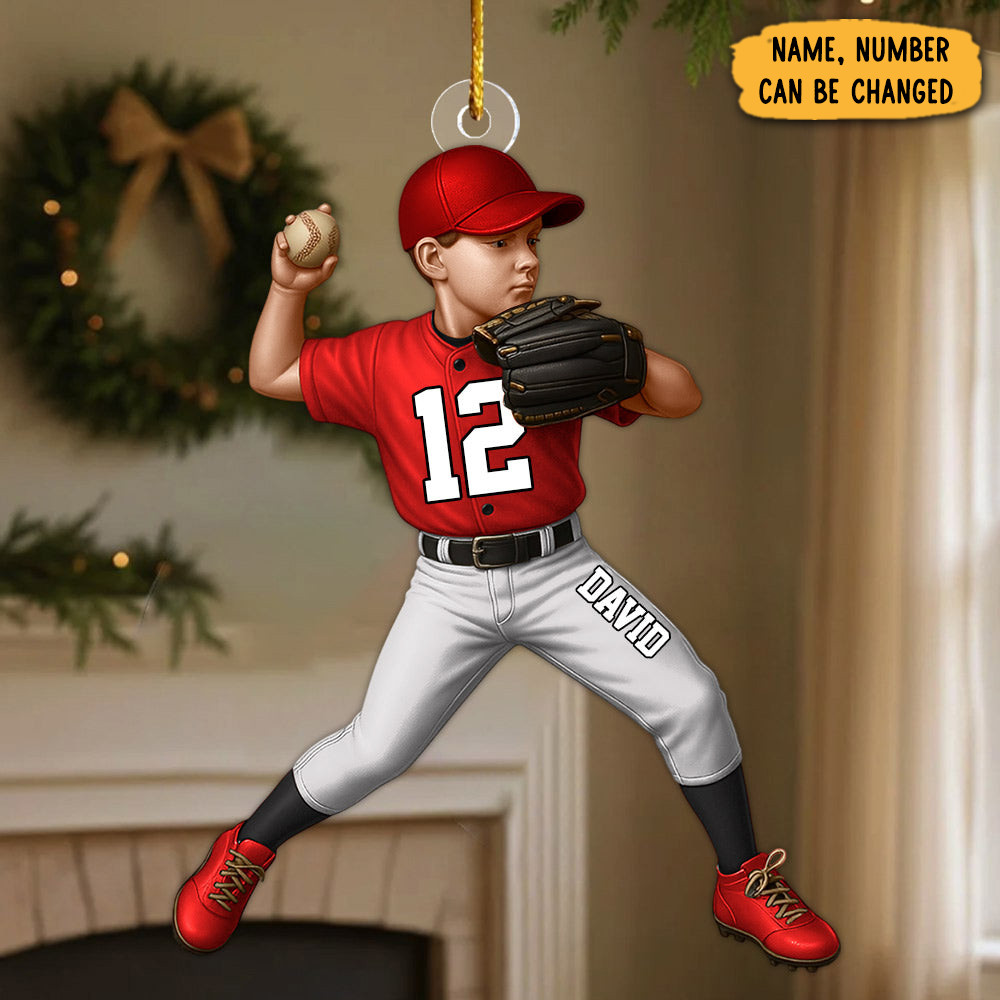 Personalized Baseball Kid Christmas Ornament Home Decor Xmas Gifts For Baseball Lovers