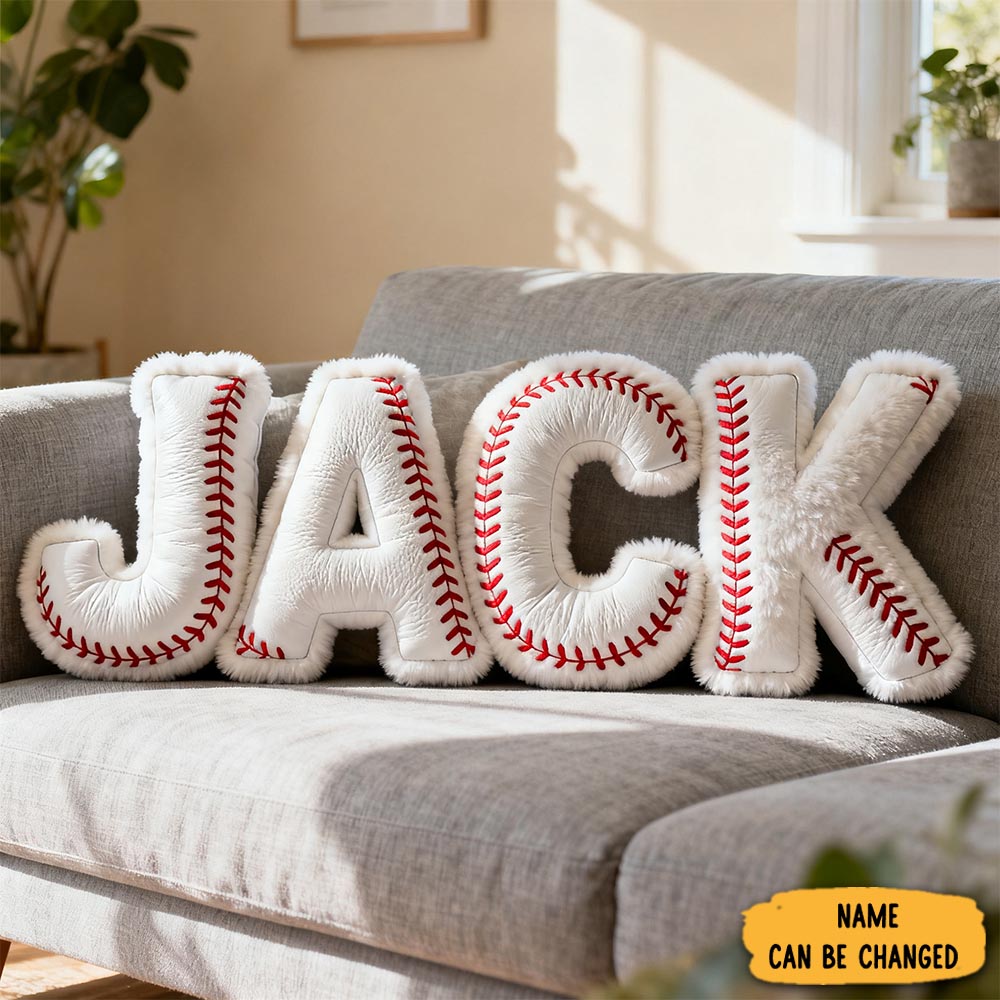 Personalized Baseball Name Pillow Sport Themed Sofa Accent Baseball Players Gifts