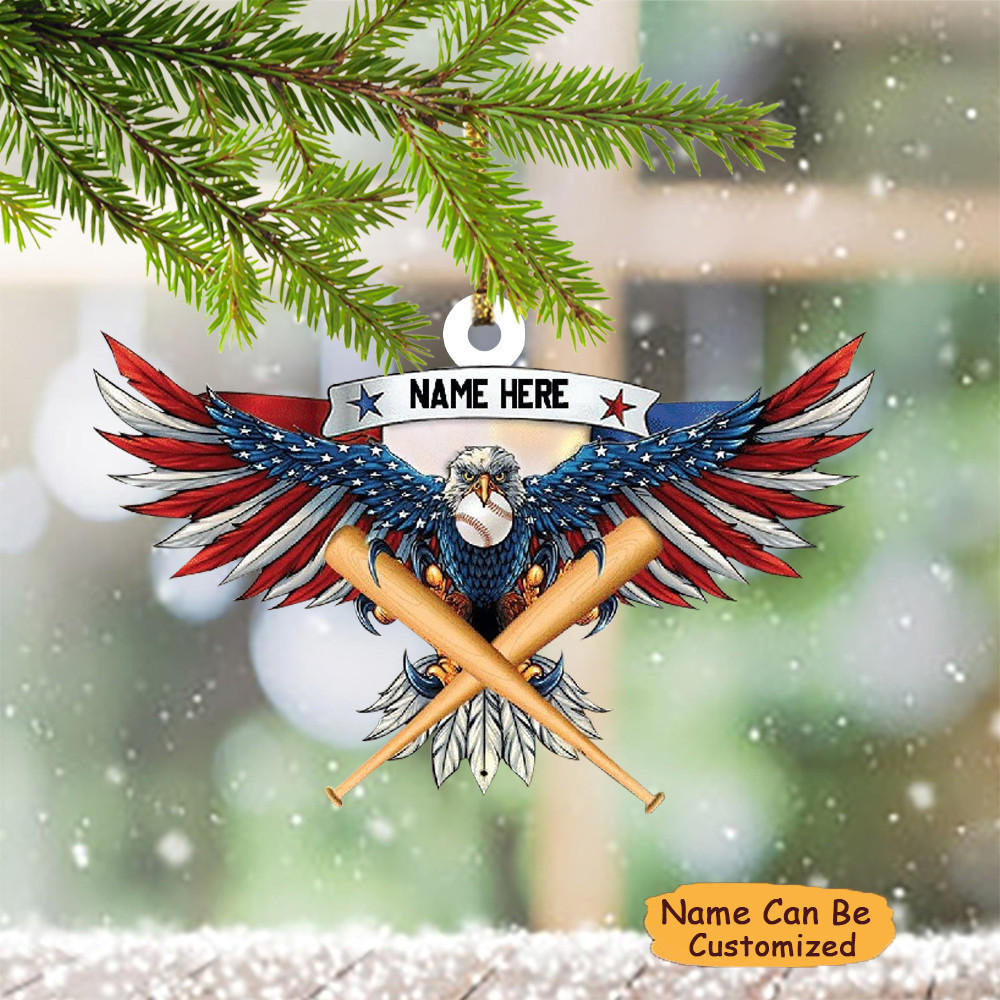 Personalized Baseball Ornament American Eagle Custom Baseball Christmas Ornaments