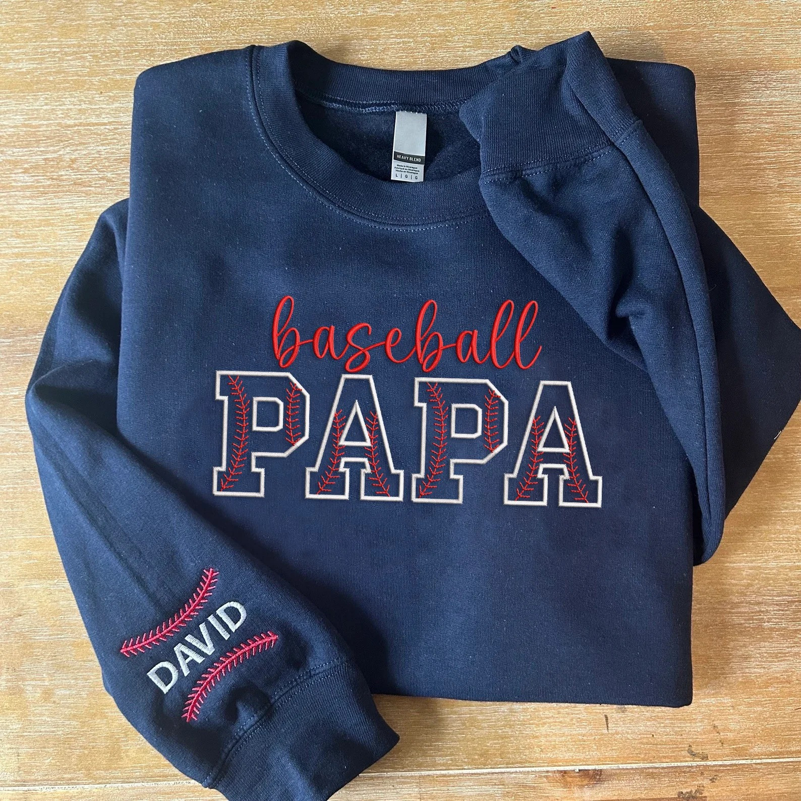 Personalized Baseball Papa Sweatshirt Custom Team Name Sports Special Fathers Day Gift for Dad