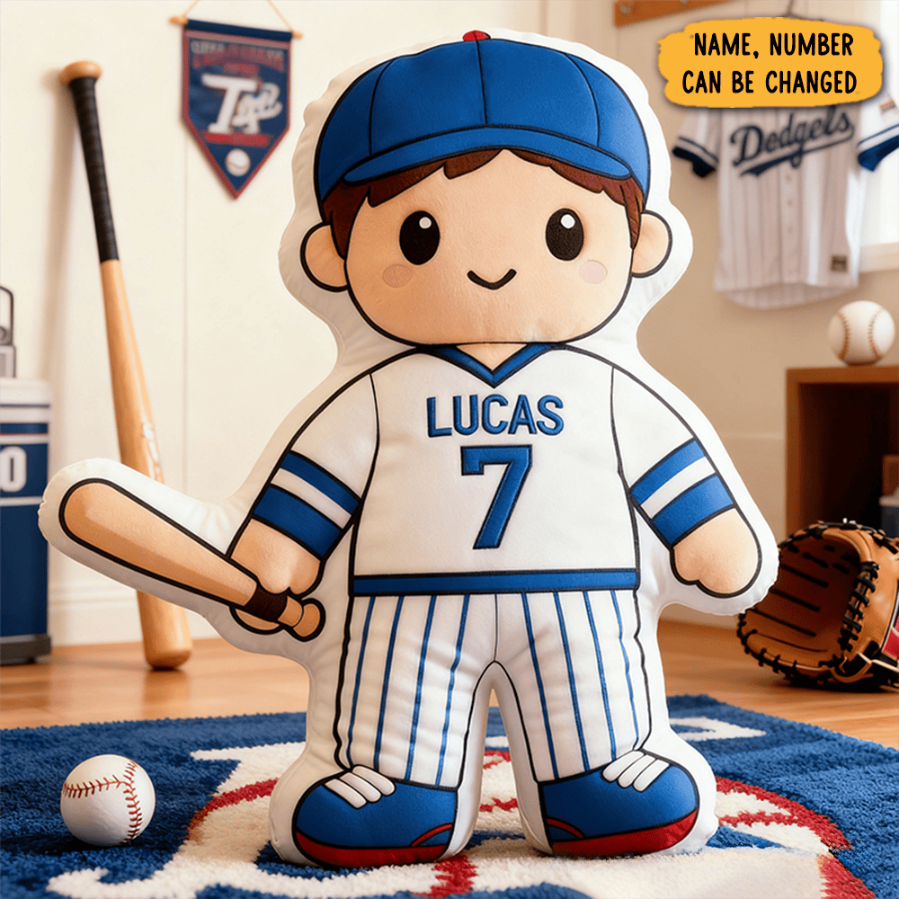 Personalized Baseball Player Pillow With Custom Name And Jersey Number For Kids And Fans