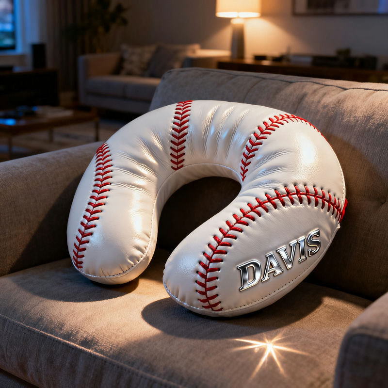 Personalized Baseball Surface U Shaped Pillow Sofa Decor Christmas Gifts For Baseball Lovers