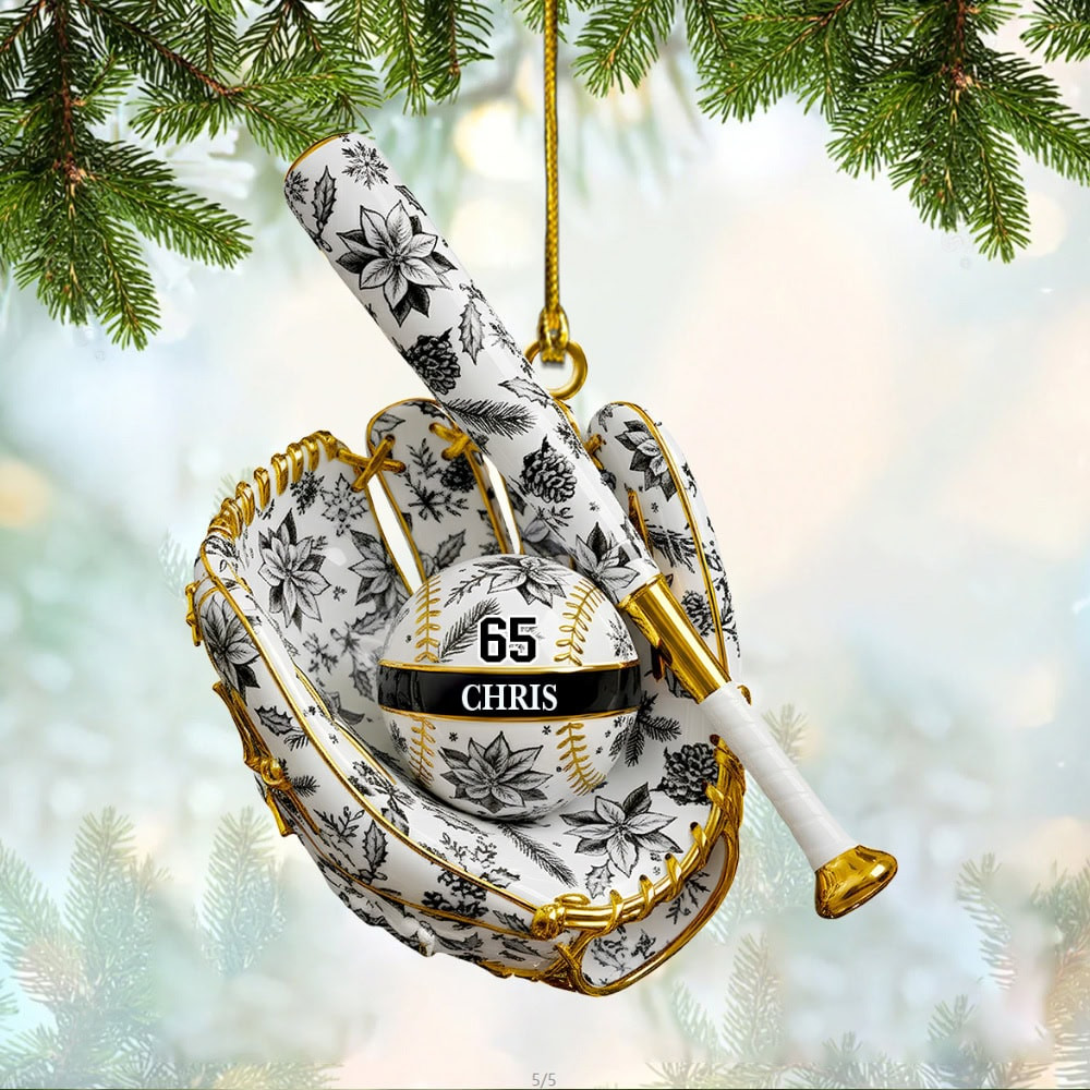 Personalized Baseball Toile De Jouy Custom Flat Acrylic Ornament Gift For Baseball Lovers