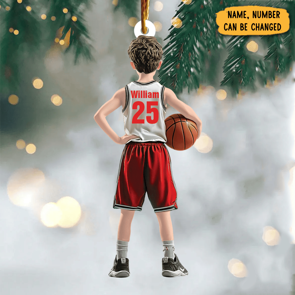 Personalized Basketball Kid Christmas Ornament Xmas Decor Christmas Gifts For Basketball Lover