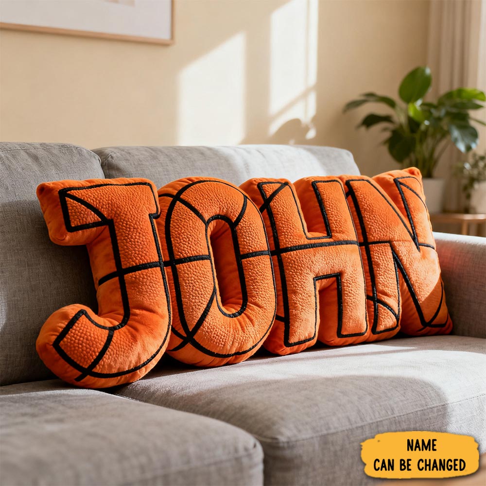 Personalized Basketball Name Pillow Sport Themed Sofa Decor Basketball Gift Ideas