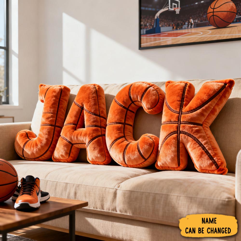 Personalized Basketball Name Pillow Sport Themed Sofa Decor Unique Gift Ideas