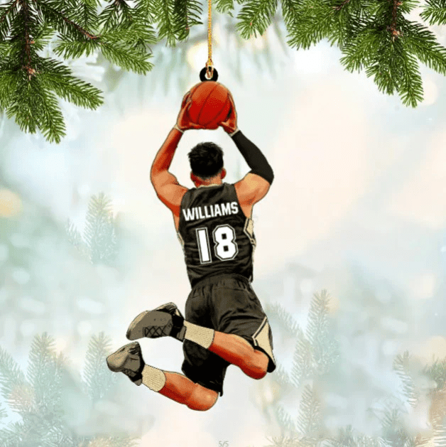 Personalized Basketball Player Acrylic Christmas Ornament For Basketball Lovers