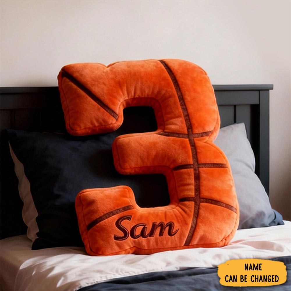 Personalized Basketball Themed Number Pillow With Custom Name For Basketball Fans And Players