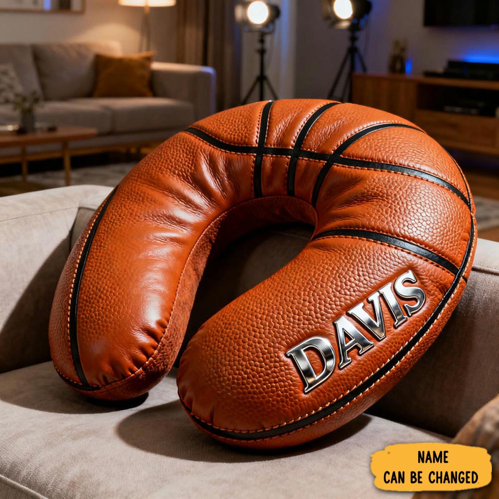 Personalized Basketball U Shaped Pillow Sport Themed Sofa Accent Basketball Fans Gifts