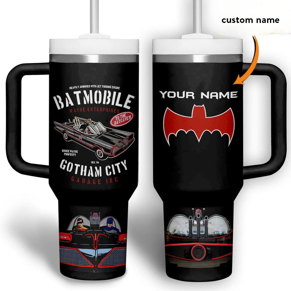 Personalized Batman Batmoblie Gotham City Black Stanley 40oz Tumbler Unique Gifts For Fan Lovers
