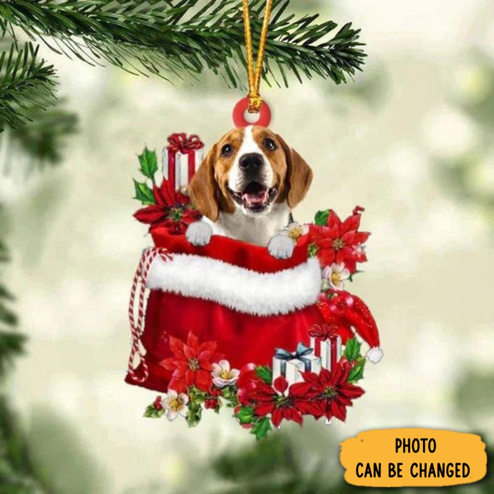 Personalized Beagle In Gift Bag Christmas Ornament Charming Christmas Ornament Gift Idea