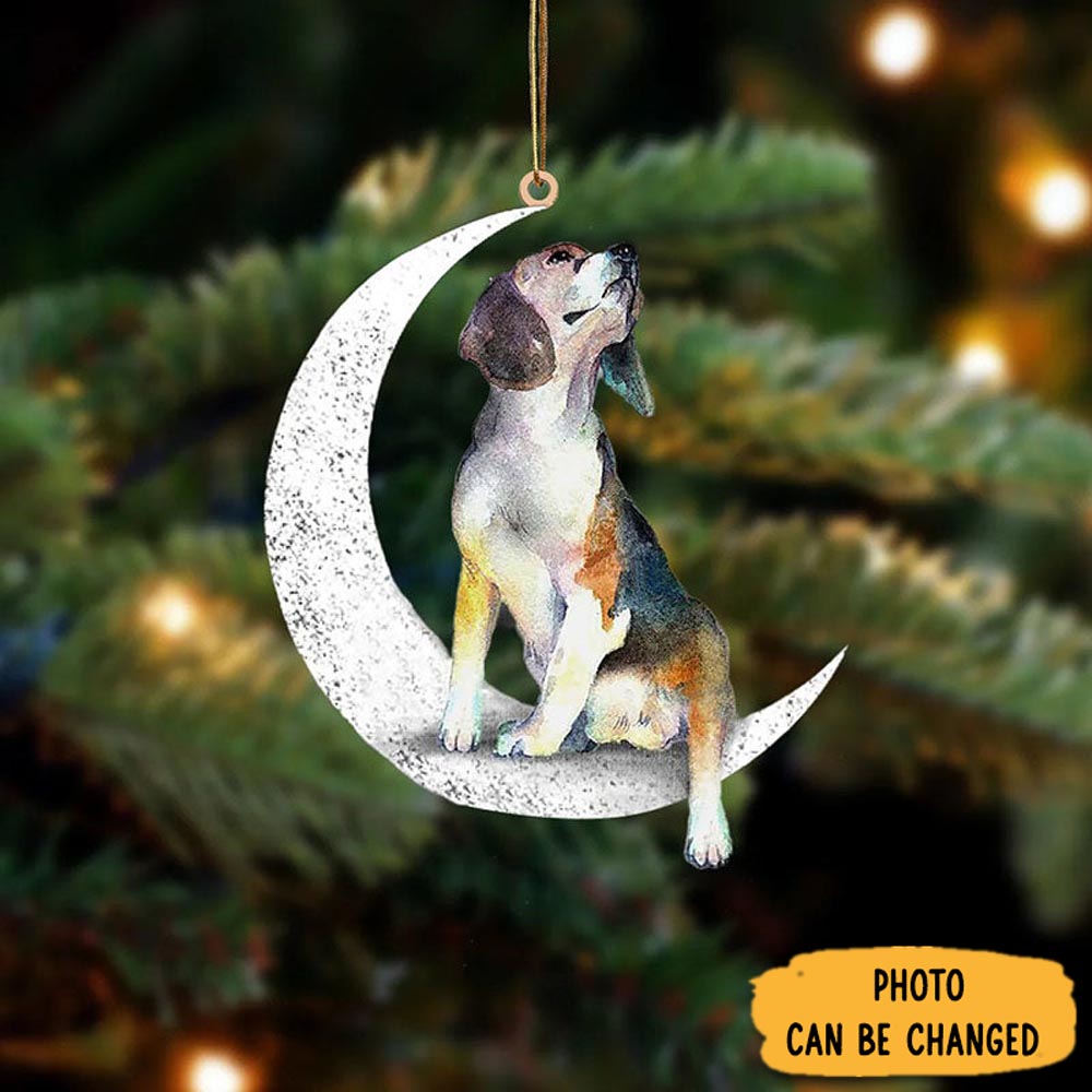 Personalized Beagle Sit On The Moon Ornament Cozy Christmas Ornament Decoration