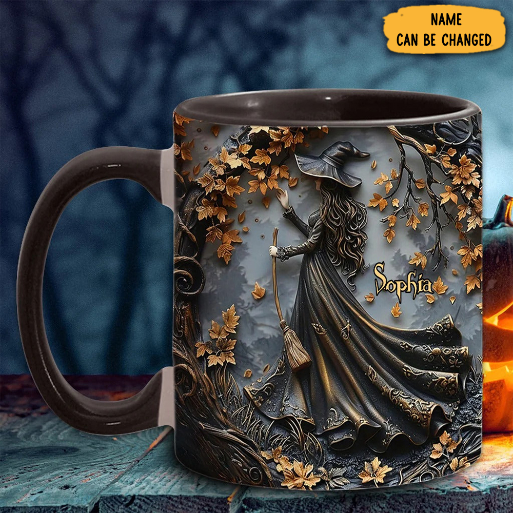 Personalized Beautiful Witch Mug Autumn Vibe Beverage Cup Gifts For Her