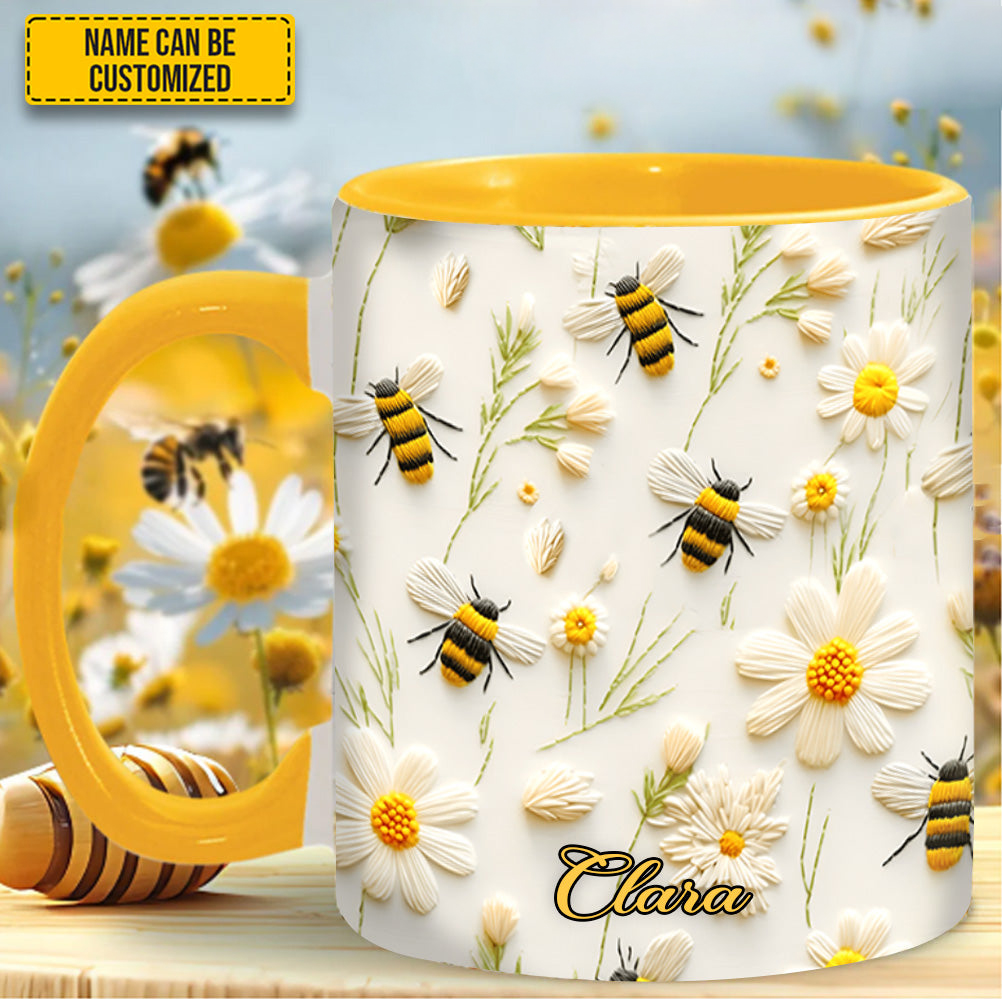 Personalized Bee And Daisy Mug Animal Mug Home Kitchen Decor Gifts For Beekeepers