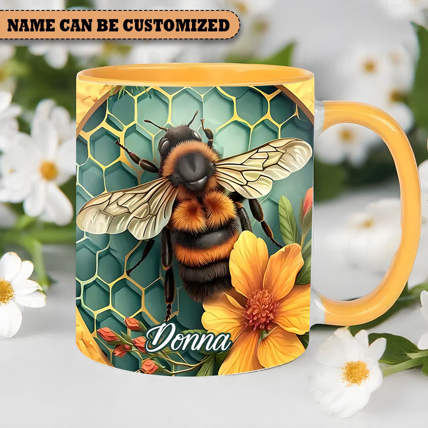 Personalized Bee And Flower Mug Animal Coffee Mugs Christmas Gifts For Bee Lovers