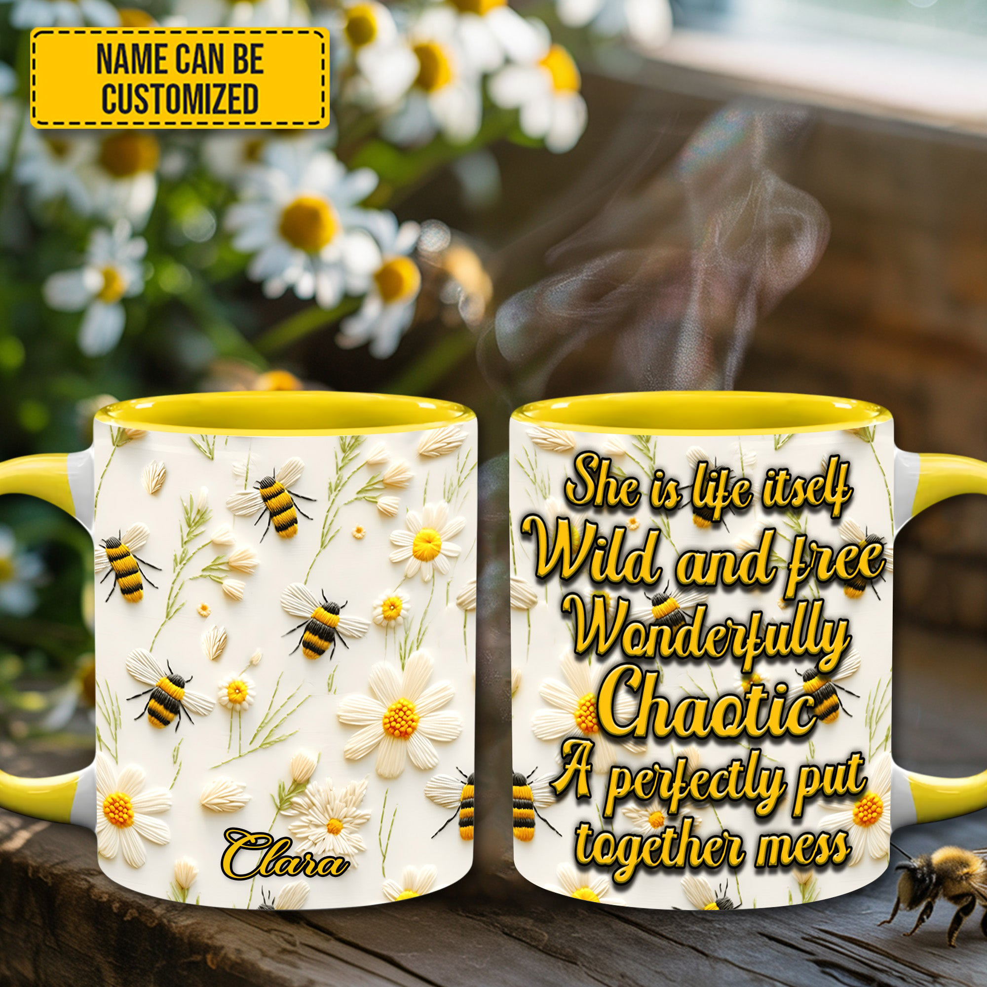 Personalized Bee And Flower Mug She Is Life Itself Wild And Free Beekeeper Christmas Gifts